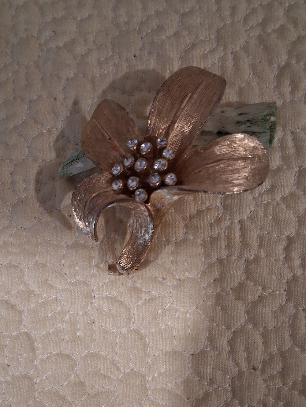 Classic Gold Floral Brooch with Crystal Centers - Women Jewelry B.S.K.